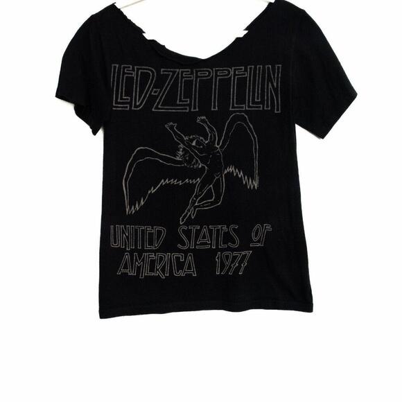 Led Zeppelin United States Of America 1977 Mens Black T-Shirt Round Neck M - Picture 2 of 8